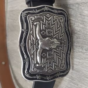 Crumrine Belt Buckle with 100% Leather Belt Made in Mexico